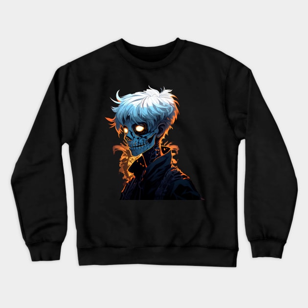 Anime Skeleton - Spooky Halloween Horror Goth Crewneck Sweatshirt by fromherotozero